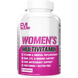 Evlution Nutrition Women’s Multivitamin - Full Spectrum Vitamins & Minerals, Immune Health, Vitamin C & D, Iron, Zinc, Antioxidants & Bioflavonoids, Skin, Hair, Bone, Eye Health, 120 Tablets, 60 Days