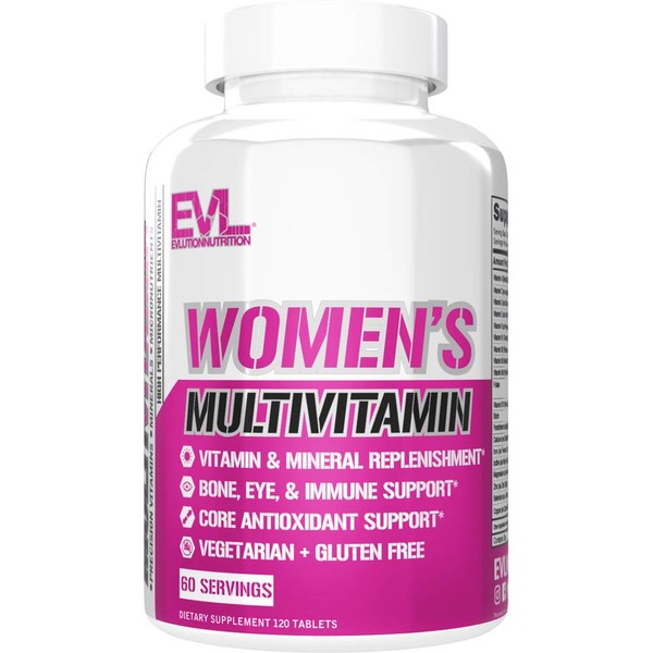 Evlution Nutrition Women’s Multivitamin - Full Spectrum Vitamins & Minerals, Immune Health, Vitamin C & D, Iron, Zinc, Antioxidants & Bioflavonoids, Skin, Hair, Bone, Eye Health, 120 Tablets, 60 Days