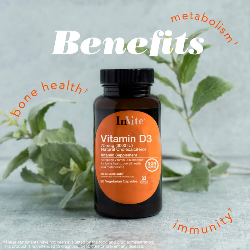 Invite Health Vitamin D3 3000 IU - Supports Immune, Bone,