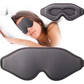 Antifaz para dormir para hombres y mujeres, antifaz para ojos con copa contorneada 3D mejorada,venda para los ojos, bloquea la luz, para transpirable y suave para dormir, yoga, viajar (gris)