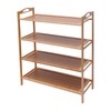 YINZINR 4-Tier Bamboo Shoe Rack, Brown, 18"W x 18"L x