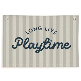 Lacama Playroom Decor, Play Room Wall Decor, Long Live Playtime Linen Banner Wall Hanging, Boho Beige Banner Flag Decor for Nursery Boys Room 30x20 Inch
