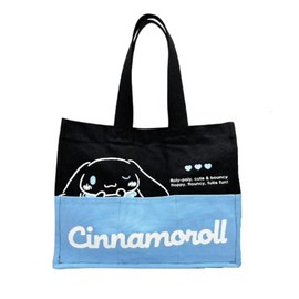 Hatayama Shoji 64202278 3 Pocket Tote Bag, Black Canvas, Cinnamon Roll, 11.0 x 14.0 x 5.5 inches (28 x 35.5 x 14 cm)