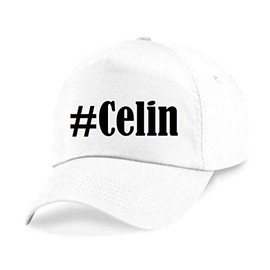 Base Cap Hashtag #Celin Baseball Cap Baseball Cap Hashtag Diamond for Men and Women in Trendy Colours Black and White Hip Hop Streetwear Baseball Cap with Large Peak, White