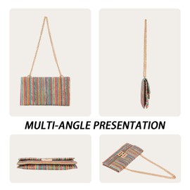 Ynport Crefreak Women's Straw Shoulder Bag - Summer Woven Crossbody Purse, Beach Wicker Rattan Envelope Clutch, Boho Party Handbag for Women