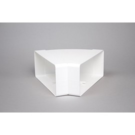 NaplesUK 220mm x 90mm Megaduct Flat Channel Ducting 45º Horizontal Bend - White Plastic