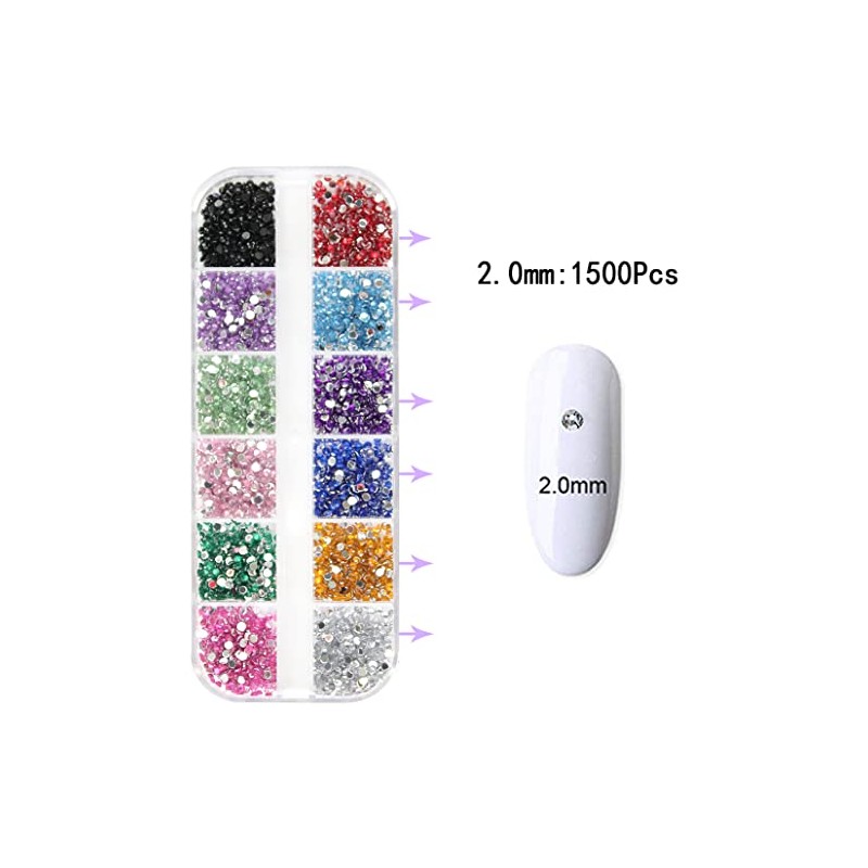 Nail Gems, Flat Back Crystal Rhinestones with Pick Up Tweezer