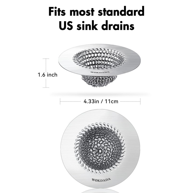 Wokdada Sink Drain Strainer, Reversible No Clog Mesh Kitchen Sink
