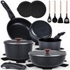 20-Piece Ceramic Nonstick Cookware Set | Detachable Handle, Stackable for