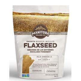Smooth, Whole Milled Flaxseed by Manitoba Milling Co. | 454g Bag of Ground Flaxseed Fiber with Protein, Omega 3 | Gluten Free, Non-GMO Gourmet Milled Flaxseed for Muffins, Yogurt, Smoothie