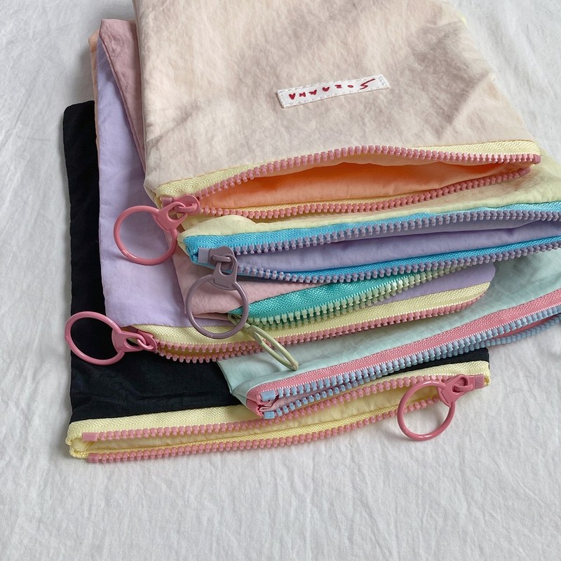 에브리테일 젤라또 배색 지퍼 파우치 Everytail Gelato Color Block Zip