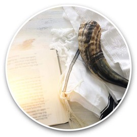 Vinyl Stickers (Set of 2) 25cm - Jewish Prayer Shawl Tallit Shofar Horn Jew Laptop Tablet Luggage Scrapbook #45443
