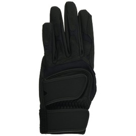 GP 37143 Baseball Batting Gloves, Left Hand, Black, Medium, 9.4 - 9.8 inches (24 - 25 cm), For Practice, High School Baseball, Washable, Double Belt