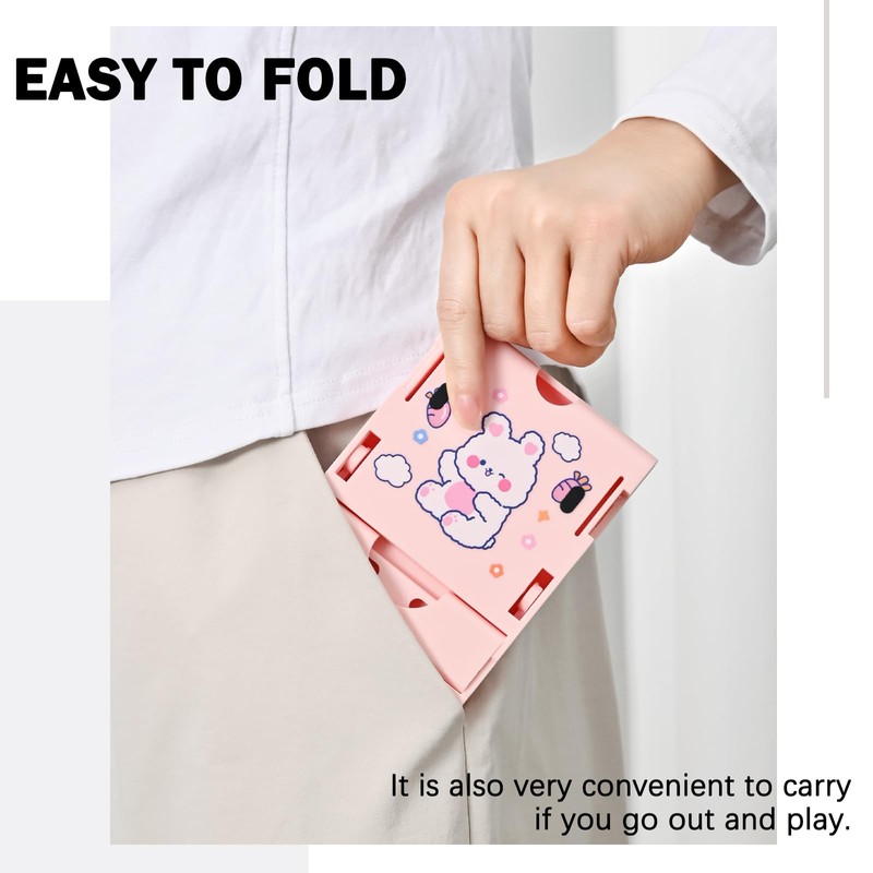 DLseego Stand for Switch/OLED/Lite Console,Non Slip Adjustable Pink Theme Playstand