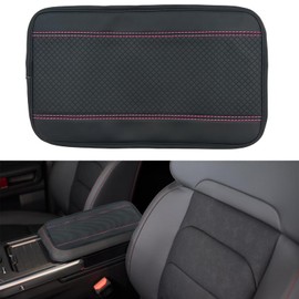 QKWL Armrest Box Pad, Arm Rest Cover for Car, Middle Console Cover, Center Console Cover, Soft and Durable,Suitable for Most Cars, Trucks, SUVs (Black and Pink)