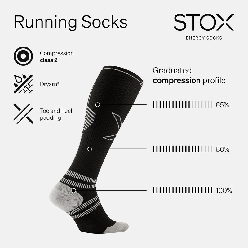 STOX Energy Socks, Women's Running Socks, Compression Class 23-32 mmHg,