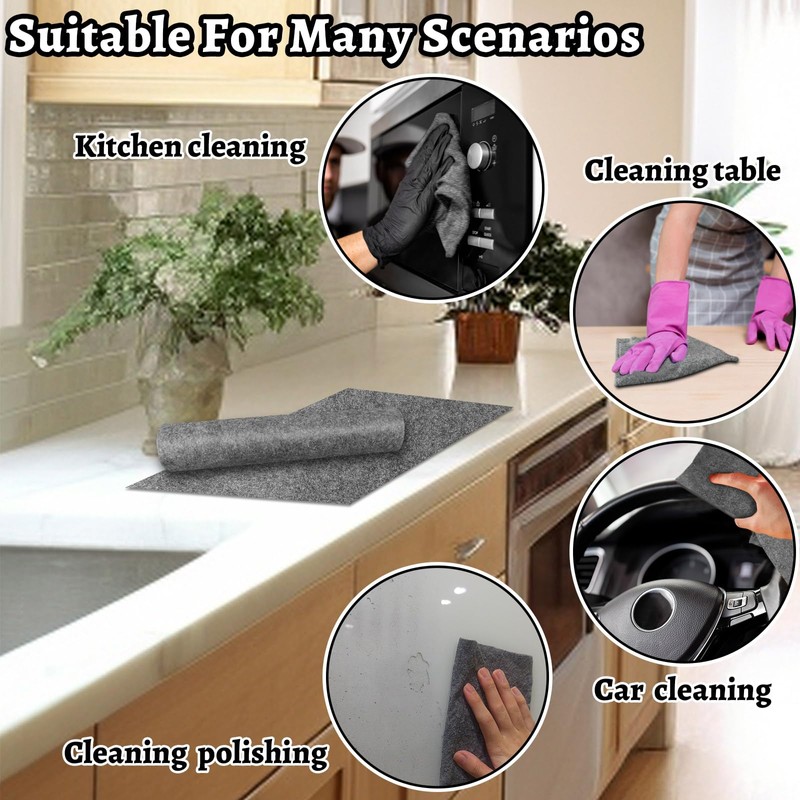 2PCS Magic Cleaning Cloth,Reusable Streak,Free Microfiber Rags for Shower Glass,Kitchen