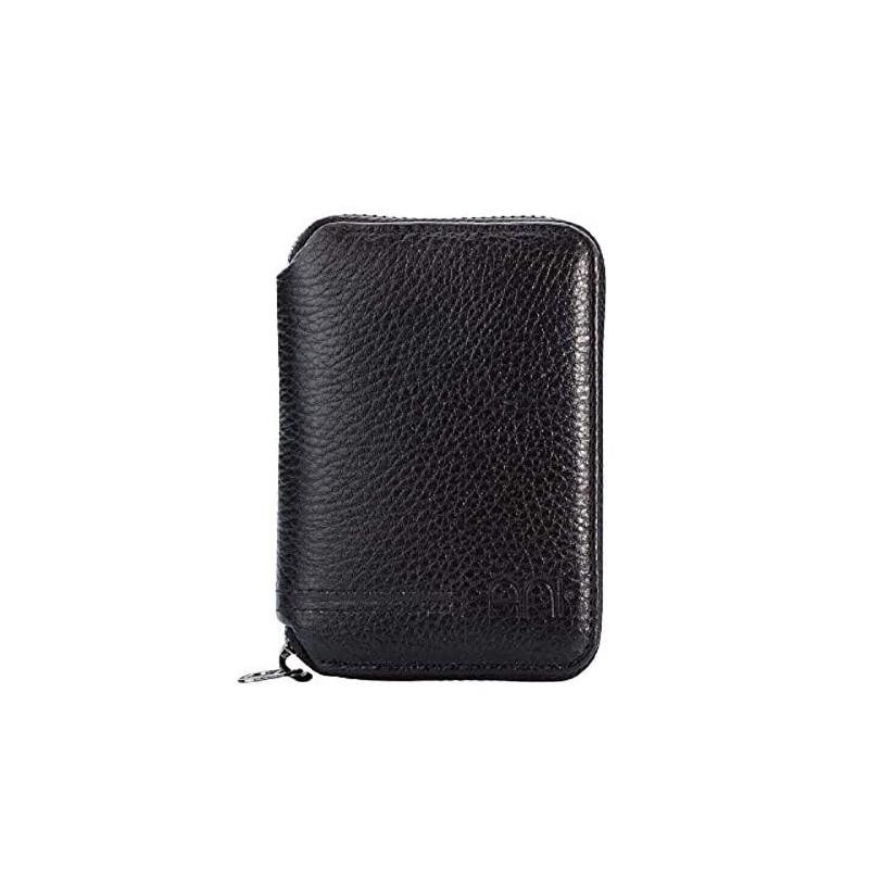 Anı Yüzük Genuine Leather Men's Zip Wallet, Black, black, Modern