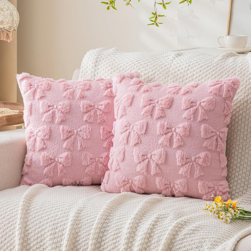 Pink Pillow Cases, Pillowcases, 2 PCS Pink Cushion Covers with