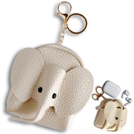 nervousrhinos Mini Pouch, Carabiner, Cute, Coin Purse, Round Earphones, Case, Stylish, Small Items, Lip Case, white (off-white)