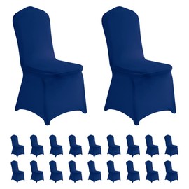 LZY 20pcs Spandex Chair Cover Stretch Slipcovers for Wedding Party, Dining Banquet Chair Decoration Covers (Classic Blue, 20)