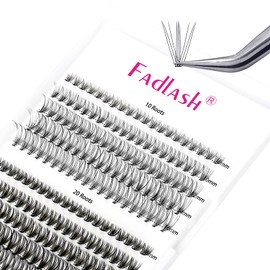 DIY Lash Clusters 10D+20D DIY D Curl Lashes Clusters with Weightless and Soft Material Reusable Eyelash Clusters Application at Home by FADLASH (10D+20D-0.07D, 8-16mm)
