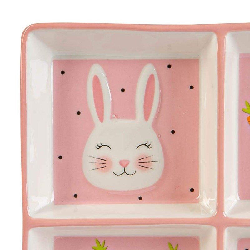 Nicola Spring Pink Bunny Snack Plate - Hand Painted Buffet