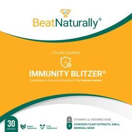 BeatNaturally – Plant Sourced Immunity Blitzer | Contributes to The Normal Function of The Immune System | Contains Vitamin C & 3 Ayurvedic Plant Extracts – AMLA, Moringa, NEEM | Supplement | 30 Caps