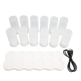 12pcs LED Tea Lights 4H Wireless Charging Warm Color 2 Part Structure Flameless Tealight Candles for Birthday
