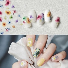 Nail art 4 types of bright spring flower nail stickers spring nail flower nail sticker flower nail daisy fresh flower spring flower sticker DP - 808 / 네일아트 봄맞이 화사한 봄꽃 네일스티커 4종 봄네일 플라워네일 스티커 꽃네일 데이지 생화 봄꽃스티커 DP - 808