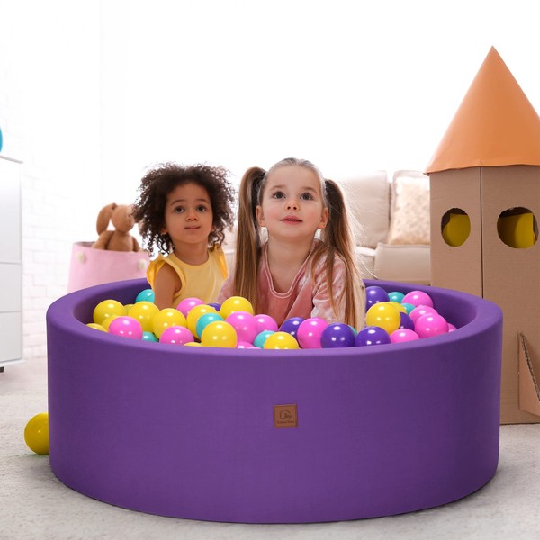 Foam Ball Pit Toddlers 1-3 | Baby Ball Pit | Soft Play Equipment for Kids | Round Playpen 35 x 11.8 in (Purple, Balls NOT Included)