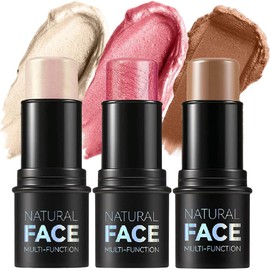 3PCS Contouring Stick 3 Colors, Highlighter, Bronzer, Cheek, Non-stick, Water Resistant Contouring Stick Easily Contours and Brightens Your Faces (#A Set)