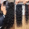 Water Wave Ponytail Extensions Human Hair Magic Paste Curly Wave