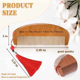 Wooden Comb Friendship Birthday Gifts for Women Friends Anti-Static Fine Tooth Natural Wood Hair Combs for Best Friend Bestie Wedding Graduation Gifts for Soul Sister
