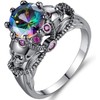 Skull Head Ring with Diamond Set and Colored Zircon Ring