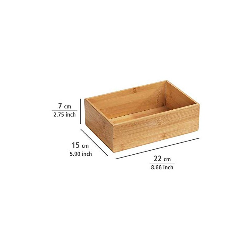 Wenko Bamboo Organiser Terra 3 Compartments -Storage Box, Bathroom Basket,
