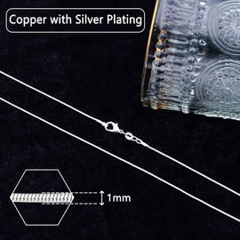 Tibond Women's S925 Silver 16' 18' 20' 22' 24' 26' 28' Inch Thick Necklace 1mm Snake Chain Necklace Suitable for Layering or Replacement (Snake Chain, 70cm（28 Inch）)