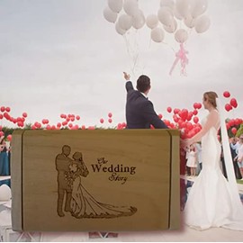 Walnut Wood usb memory stick flash drive 16GB USB Box Wedding Party Photos Engraved Our Wedding Story (Style 4)