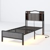 AROMUSTIME Twin XL Size Bed Frame with Upholstered Headboard &