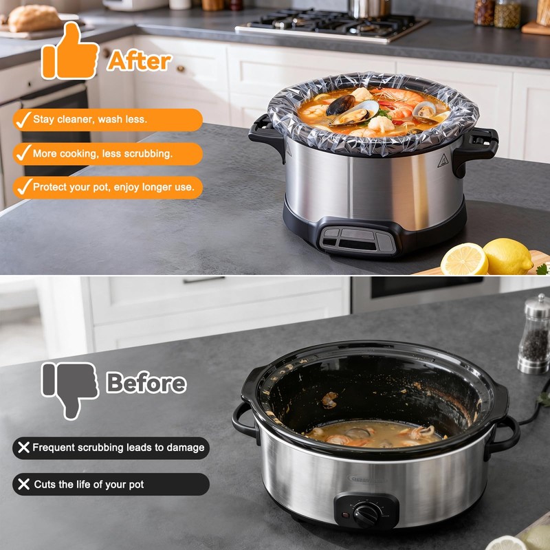 VCLPOWER 20 Pack Slow Cooker Liners,Large Size Thickened FDA-Compliant &