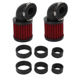 Aramox Pack of 2 Motorcycle Air Filter 90 Degree Bend Air Filter 28 to 48 mm Universal for 50 70 90 125 Moped Scooter ATV Dirt Bike (Black Red)