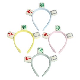 BIUDECO 4pcs Creative Mahjong Makeup Hairbands Fun Face Wash Headbands for Parties Daily Use Photo Props Durable Safe Hair Decor for Women Random Color