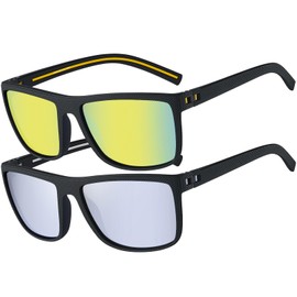 Perfectmiaoxuan Sunglasses Mens Womens Polarised Lens UV400 Protection Lightweight Square Frame Vintage Style Sun glasses For Fishing Driving Hiking