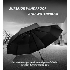 Entongstar Paraguas de viaje plegable automático resistente al viento, portátil, compacto, ligero, fuerte 9 varillas y alta resistencia al viento, paraguas plegable fácil de transportar para hombres y mujeres