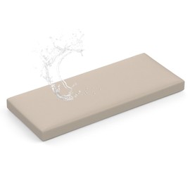 Shinnwa Waterproof Bench Cushion with Ties for Indoor Furniture, Dual-Layer Memory Foam Bench Seat Cushion with Faux Leather Cover and Non-Slip Bottom, 36 x 15 x 2”, Light Camel