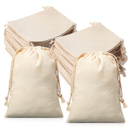 Wesnoy Reusable Cotton Drawstring Bags, 400 Pieces Muslin Bag 5 x 7 Inch for Wedding, DIY Craft, Home Party Supplies, Gift Wrap, Jewelry Pouch