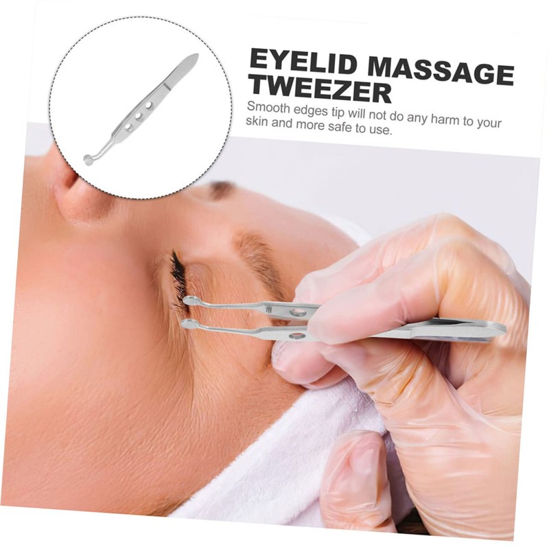 WOONEKY Eyelid Oil Gland Massage Gland Forceps Steel Eyelid Tweezers
