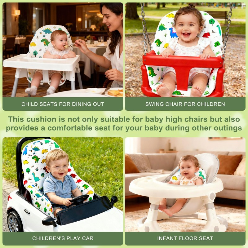 for IKEA High Chair Cushion,with High Chair Pocket Pouch(Dinosaur)