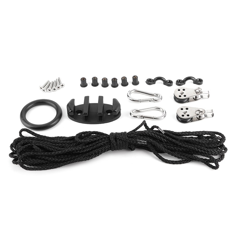 Anchor Trolley Kit with Rope Pulley Pad Eyes for Kayak