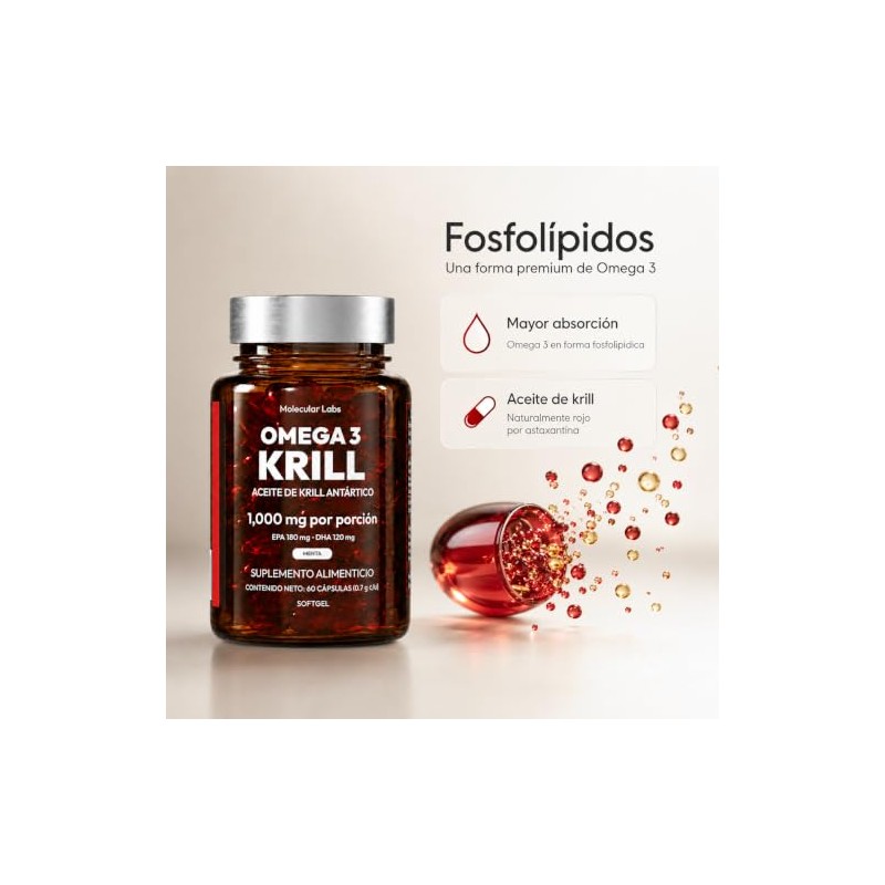 Omega Krill Antártico Molecular Labs Suplemento Aceite Kril Epa Dha
